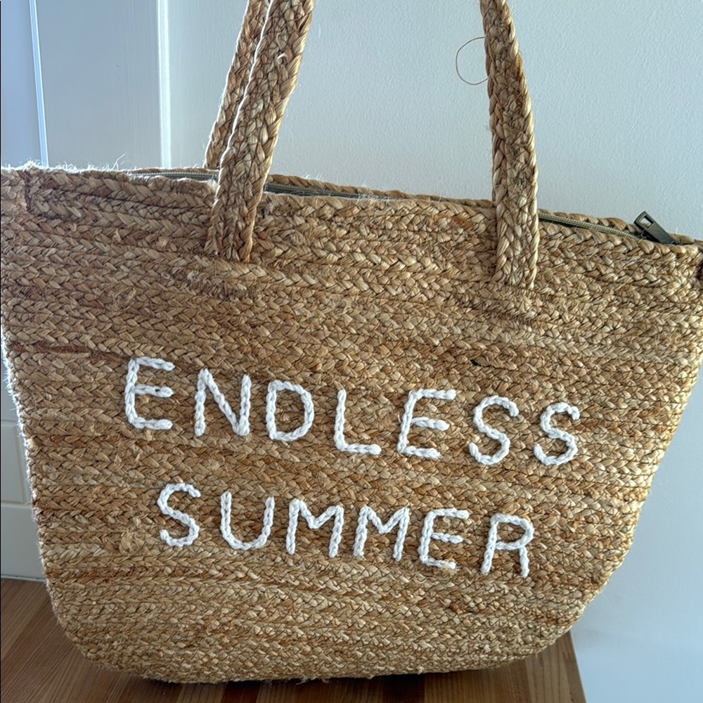 Endless Summer Tan Woven Cooler Tote Bag